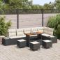 Preview: ARDEBO.de - 10-teiliges Garten-Sofa-Set mit Kissen Schwarz Poly Rattan, 2-Sitzer Garten-Sofa mit Kissen Schwarz Poly Rattan, 4-teiliges Garten-Dining-Set mit Kissen Schwarz Poly Rattan
