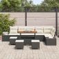 Preview: 10-teiliges Garten-Sofa-Set mit Kissen Schwarz Poly Rattan, 2-Sitzer Garten-Sofa mit Kissen Schwarz Poly Rattan, 4-teiliges Garten-Dining-Set mit Kissen Schwarz Poly Rattan