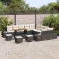 Preview: 14-teiliges Garten Sofa Set mit Kissen Schwarz Poly Rattan Akazie, 2-Sitzer Garten Sofa mit Kissen Schwarz Poly Rattan, 4-teilige Garten Essgruppe mit Kissen Schwarz Poly Rattan Akazie