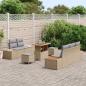 Preview: 8-teiliges Garten-Sofa-Set mit Kissen Beige Poly Rattan Akazie, 3-teiliges Garten-Esszimmer-Set mit Kissen Beige Poly Rattan Akazie