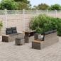 Preview: 8-teiliges Garten Sofa Set mit Kissen Grau Poly Rattan Akazie, 3-teiliges Garten Essset mit Kissen Grau Poly Rattan Akazie
