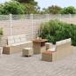 Preview: 9-teiliges Garten Sofa Set mit Kissen Beige Poly Rattan Akazie, 3-teiliges Garten Esstisch Set mit Kissen Beige Poly Rattan Akazie
