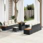 Preview: ARDEBO.de - 9-teiliges Garten-Sofa-Set mit Kissen Schwarz Poly-Rattan Akazie, 3-teiliges Garten-Dining-Set mit Kissen Schwarz Poly-Rattan Akazie