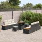 Preview: 9-teiliges Garten-Sofa-Set mit Kissen Schwarz Poly-Rattan Akazie, 3-teiliges Garten-Dining-Set mit Kissen Schwarz Poly-Rattan Akazie