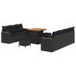 Preview: Gartensofa-set 10 stk. Schwarz Poly-Rattan