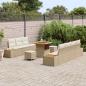 Preview: 10-teiliges Garten Sofa Set mit Kissen Beige Poly Rattan Akazie, 3-teiliges Garten Esstischset mit Kissen Beige Poly Rattan Akazie