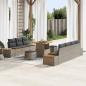 Preview: ARDEBO.de - 10-teiliges Garten Sofa Set mit Kissen Grau Poly Rattan Akazie, 3-teiliges Garten Essset mit Kissen Grau Poly Rattan Akazie