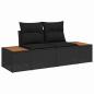 Preview: 10-teiliges Garten Sofa Set mit Kissen Schwarz Poly Rattan Akazie, 3-teiliges Garten Ess Set mit Kissen Schwarz Poly Rattan Akazie
