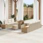 Preview: ARDEBO.de - 10-teiliges Garten-Sofa-Set mit Kissen Beige Poly Rattan Akazie, 3-teiliges Garten-Ess-Set mit Kissen Beige Poly Rattan Akazie