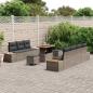 Preview: 10-teiliges Garten-Sofa-Set mit Kissen Grau Poly Rattan Akazie, 3-teiliges Garten-Ess-Set mit Kissen Grau Poly Rattan Akazie