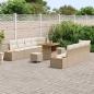 Preview: 11-teiliges Garten Sofa Set mit Kissen Beige Poly Rattan Akazie, 3-teiliges Garten Esszimmer Set mit Kissen Beige Poly Rattan Akazie