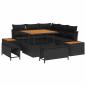 Preview: ARDEBO.de - 8-teiliges Garten Sofa Set mit Kissen Schwarz Poly Rattan Akazie, 3-teiliges Garten Esszimmer Set mit Kissen Schwarz Poly Rattan Akazie