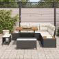 Preview: 8-teiliges Garten Sofa Set mit Kissen Schwarz Poly Rattan Akazie, 3-teiliges Garten Essset mit Kissen Schwarz Poly Rattan Akazie