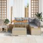 Preview: 8-teiliges Garten-Sofa-Set mit Kissen Beige Poly-Rattan Akazie, 3-teiliges Garten-Essenset mit Kissen Beige Poly-Rattan Akazie