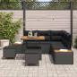 Preview: 8-teiliges Garten-Sofa-Set mit Kissen Schwarz Poly-Rattan Akazie, 3-teiliges Garten-Essbereich-Set mit Kissen Schwarz Poly-Rattan Akazie