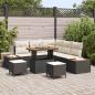 Preview: ARDEBO.de - 8-teiliges Garten Sofa Set mit Kissen Schwarz Poly Rattan Akazie, 3-teiliges Garten Essset mit Kissen Schwarz Poly Rattan Akazie
