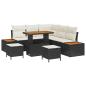 Preview: 8-teiliges Garten Sofa Set mit Kissen Schwarz Poly Rattan Akazie, 3-teiliges Garten Essset mit Kissen Schwarz Poly Rattan Akazie