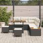 Preview: 8-teiliges Garten Sofa Set mit Kissen Schwarz Poly Rattan Akazie, 3-teiliges Garten Essset mit Kissen Schwarz Poly Rattan Akazie