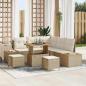Preview: ARDEBO.de - 8-teiliges Garten-Sofa-Set mit Kissen Beige Poly-Rattan Akazie, 3-teiliges Garten-Esszimmer-Set mit Kissen Beige Poly-Rattan Akazie