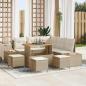 Preview: ARDEBO.de - 9-teiliges Garten Sofa Set mit Kissen Beige Poly Rattan Akazie, 4-teiliges Garten Essset mit Kissen Beige Poly Rattan Akazie