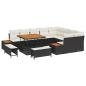 Preview: 12-teiliges Garten-Sofa-Set mit Kissen Schwarzes Poly-Rattan Akazie, 3-teiliges Garten-Ess-Set mit Kissen Schwarzes Poly-Rattan Akazie