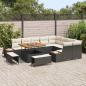 Preview: 12-teiliges Garten-Sofa-Set mit Kissen Schwarzes Poly-Rattan Akazie, 3-teiliges Garten-Ess-Set mit Kissen Schwarzes Poly-Rattan Akazie