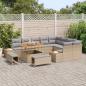Preview: 12-teiliges Garten Sofa Set mit Kissen Beige Poly Rattan Akazie, 3-teiliges Garten Esszimmerset mit Kissen Beige Poly Rattan Akazie