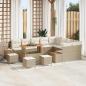 Preview: ARDEBO.de - 13-teilige Garten Sofa Set mit Kissen Beige Poly Rattan Akazie, 4-teiliges Garten Esstisch Set mit Kissen Beige Poly Rattan Akazie