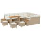Preview: 13-teilige Garten Sofa Set mit Kissen Beige Poly Rattan Akazie, 4-teiliges Garten Esstisch Set mit Kissen Beige Poly Rattan Akazie