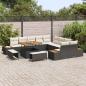 Preview: 13-teiliges Garten Sofa Set mit Kissen Schwarz Poly Rattan Akazie, 3-teiliges Garten Esstisch Set mit Kissen Schwarz Poly Rattan Akazie