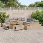 Preview: 13-teiliges Garten Sofa Set mit Kissen Beige Poly Rattan Akazie, 3-teiliges Garten Essset mit Kissen Beige Poly Rattan Akazie