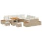 Preview: 13-teiliges Garten Sofa Set mit Kissen Beige Poly Rattan Akazie, 3-teiliges Garten Essset mit Kissen Beige Poly Rattan Akazie
