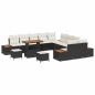Preview: 13-teiliges Garten-Sofa-Set mit Kissen Schwarz Poly-Rattan Akazie, 3-teiliges Garten-Dining-Set mit Kissen Schwarz Poly-Rattan Akazie