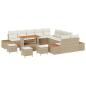 Preview: 14-teiliges Garten Sofa Set mit Kissen Beige Poly Rattan Akazie, 4-teiliges Garten Essset mit Kissen Beige Poly Rattan Akazie