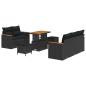 Preview: 8-teiliges Garten Sofa Set mit Kissen Schwarz Poly Rattan Akazie, 3-teiliges Garten Essset mit Kissen Schwarz Poly Rattan Akazie