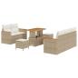 Preview: 8-teiliges Garten Sofa Set mit Kissen in Beige Poly-Rattan und Akazie, 3-teiliges Garten Esstisch Set mit Kissen in Beige Poly-Rattan und Akazie