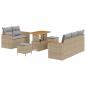 Preview: 8-teiliges Garten Sofa Set mit Kissen Beige Poly-Rattan Akazie, 3-teiliges Garten Essgruppe mit Kissen Beige Poly-Rattan Akazie