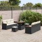 Preview: 9-teiliges Garten-Sofa-Set mit Kissen in Schwarz Poly-Rattan Akazie, 3-teiliges Garten-Dining-Set mit Kissen in Schwarz Poly-Rattan Akazie