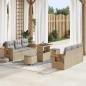 Preview: ARDEBO.de - Gartensofa-set 9 stk. Beige Poly-Rattan