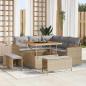 Preview: ARDEBO.de - 8-teiliges Garten-Sofa-Set mit Kissen Beige Poly-Rattan-Akazie, 3-teiliges Garten-Dining-Set mit Kissen Beige Poly-Rattan-Akazie