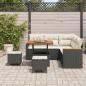 Preview: 8-teiliges Garten Sofa Set mit Kissen Schwarz Poly Rattan Akazie, 3-teiliges Garten Esstisch Set mit Kissen Schwarz Poly Rattan Akazie