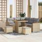 Preview: ARDEBO.de - 8-teiliges Garten Sofa Set mit Kissen Beige Poly Rattan Akazie, 3-teiliges Garten Ess Set mit Kissen Beige Poly Rattan Akazie
