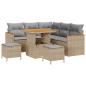 Preview: 8-teiliges Garten Sofa Set mit Kissen Beige Poly Rattan Akazie, 3-teiliges Garten Ess Set mit Kissen Beige Poly Rattan Akazie