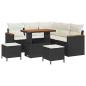 Preview: 8-teiliges Garten Sofa Set mit Kissen Schwarz Poly Rattan Akazie, 3-teiliges Garten Esszimmer Set mit Kissen Schwarz Poly Rattan Akazie