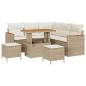 Preview: ARDEBO.de - 8-teiliges Garten Sofa Set mit Kissen Beige Poly Rattan Akazie, 3-teiliges Garten Esszimmer Set mit Kissen Beige Poly Rattan Akazie