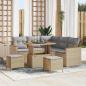 Preview: ARDEBO.de - 8-teiliges Garten Sofaset mit Kissen Beige Poly Rattan Akazie, 3-teiliges Garten Essset mit Kissen Beige Poly Rattan Akazie