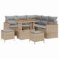 Preview: 8-teiliges Garten Sofaset mit Kissen Beige Poly Rattan Akazie, 3-teiliges Garten Essset mit Kissen Beige Poly Rattan Akazie