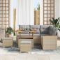 Preview: 8-teiliges Garten Sofaset mit Kissen Beige Poly Rattan Akazie, 3-teiliges Garten Essset mit Kissen Beige Poly Rattan Akazie
