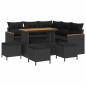 Preview: 9-teiliges Garten Sofa Set mit Kissen Schwarz Poly Rattan Akazie, 4-teiliges Garten EssSet mit Kissen Schwarz Poly Rattan Akazie