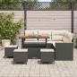 Preview: 9-teiliges Garten Sofa Set mit Kissen Schwarz Poly Rattan Akazie, 4-teiliges Garten Esszimmer Set mit Kissen Schwarz Poly Rattan Akazie